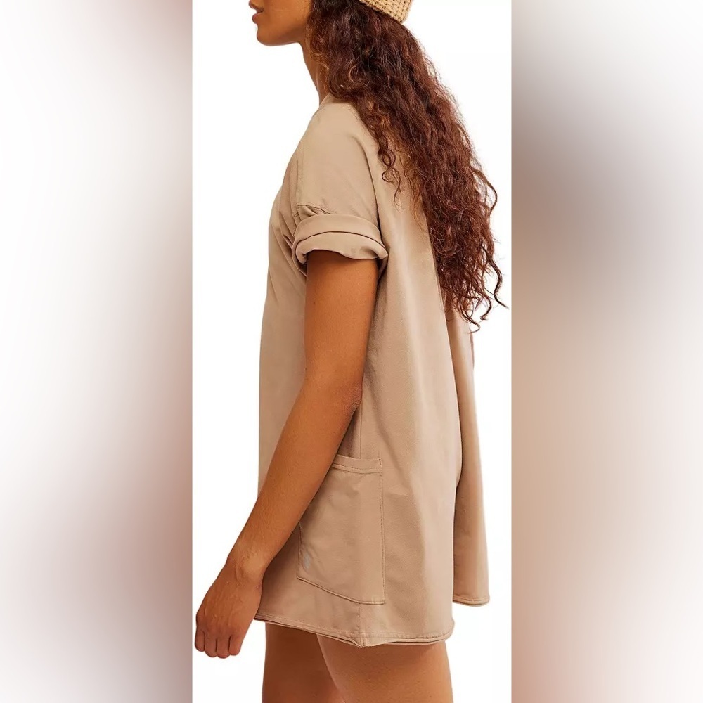 Free People FP Movement Hot Shot Tee Romper in Small Mocha.  T-Shirt Romper NWT - Picture 10 of 16